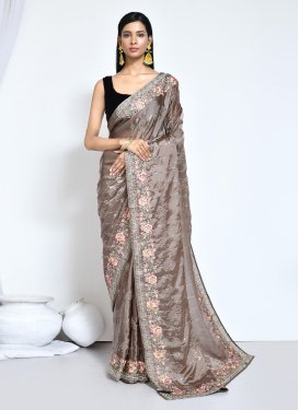 Satin Silk Embroidered Work Designer Traditional Saree