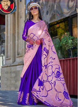 Satin Silk Half N Half Trendy Saree For Casual