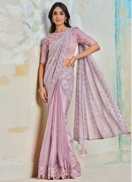 Satin Silk Sequins Work Designer Traditional Saree
