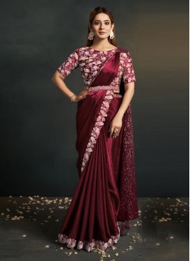 Satin Silk Sequins Work Traditional Designer Saree