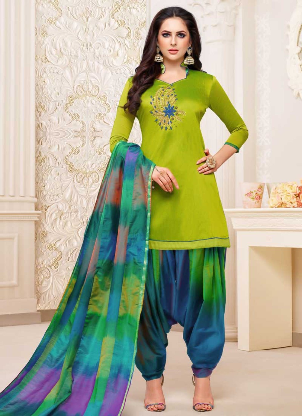 Stylish Satin Cotton Patiala Suit at Rs.6950/Catalogue in surat offer by  Thankar India E commerce
