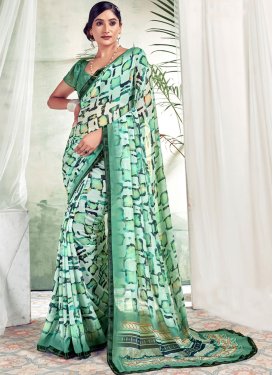 Sea Green and Turquoise Designer Contemporary Style Saree For Casual