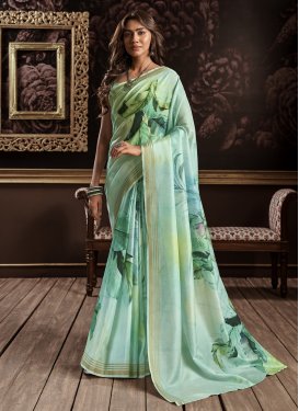 Sea Green and Turquoise Traditional Designer Saree For Festival