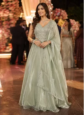 Sea Green Fendi Silk Readymade Lehenga Choli with Beads Work for Festival