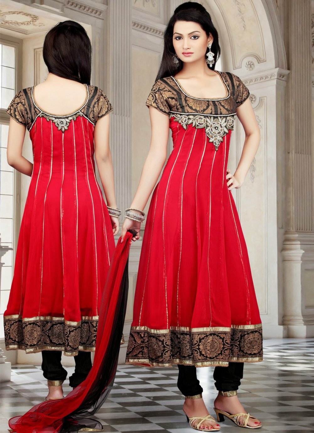 sensible red readymade wedding salwar suit 4193