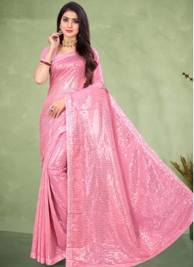 Sequins Work Georgette Contemporary Style Saree
