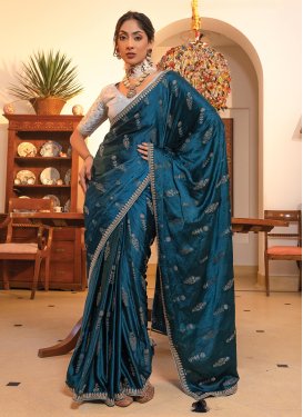 Sequins Work Satin Silk Designer Contemporary Saree