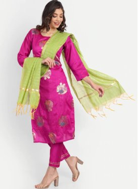 Sequins Work Silk Blend Pant Style Salwar Suit