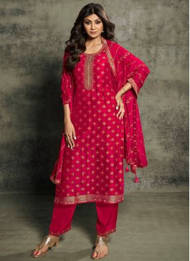 Shilpa Shetty Jacquard Pant Style Classic Salwar Suit For Ceremonial