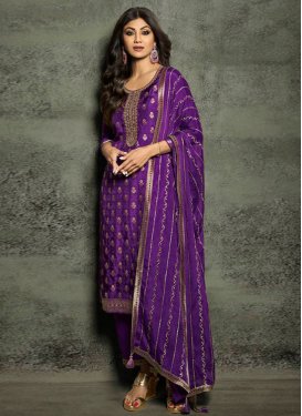 Shilpa Shetty Jacquard Pant Style Designer Salwar Suit