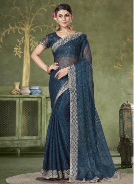 Shimmer Embroidered Work Trendy Classic Saree