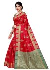 Green and Red Woven Work Trendy Classic Saree - 2