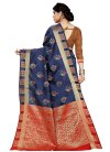 Navy Blue and Red Woven Work Designer Contemporary Style Saree - 2