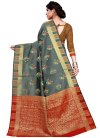 Grey and Red Woven Work Designer Contemporary Style Saree - 2