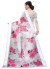 Print Work Grey and Off White Designer Contemporary Style Saree - 2