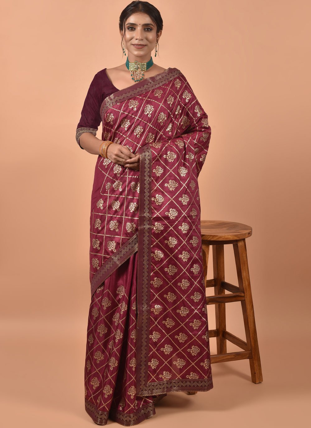 Silk Blend Designer Contemporary Saree