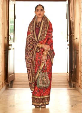 Silk Blend Designer Contemporary Saree For Festival