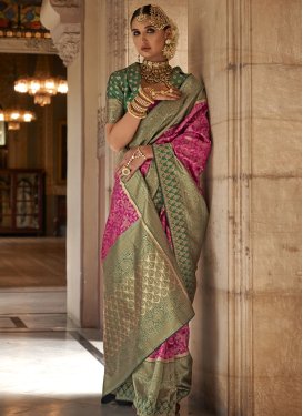 Silk Blend Designer Contemporary Style Saree For Ceremonial