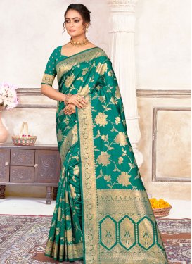 Silk Blend Designer Contemporary Style Saree For Ceremonial