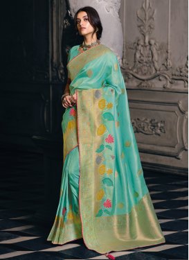 Silk Blend Designer Contemporary Style Saree For Festival