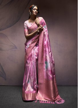 Silk Blend Digital Print Work Designer Contemporary Saree