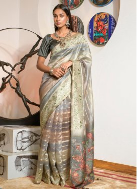 Silk Blend Digital Print Work Traditional Designer Saree
