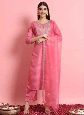 Silk Blend Embroidered Work Readymade Designer Salwar Suit