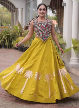 Silk Blend Embroidered Work Readymade Lehenga Choli in Mustard