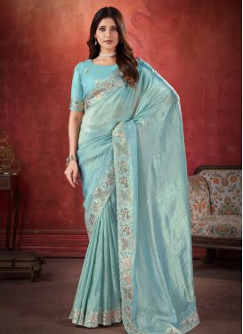 Silk Blend Embroidered Work Trendy Classic Saree