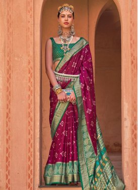 Silk Blend Green and Maroon Woven Work Traditional Designer Saree