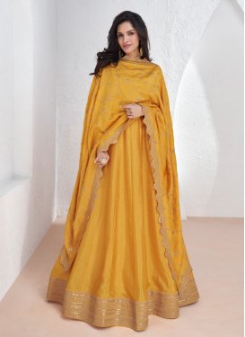 Silk Blend Long Length Anarkali Suit