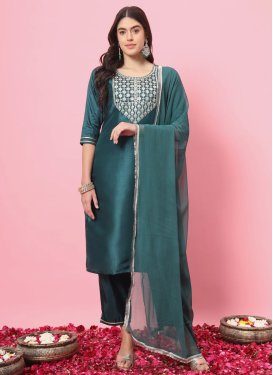 Silk Blend Readymade Designer Salwar Suit For Ceremonial