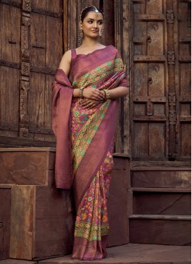 Silk Blend Traditional Saree in Multi Colour with Woven Work for Women