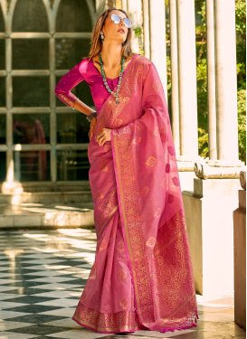 Silk Blend Woven Work Designer Contemporary Style Saree