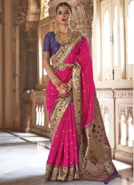 Silk Blend Woven Work Traditional Designer Saree