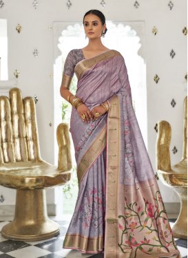 Silk Blend Woven Work Trendy Classic Saree