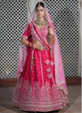 Silk Designer Lehenga Choli with Cutdana Work for Festival in Rose Pink