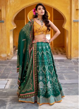 Silk Designer Lehenga Choli with Cutdana Work for Party in Green
