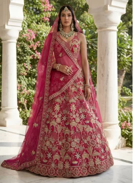 Silk Designer Lehenga Choli with Embroidered Work for Women in Rose Pink
