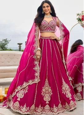 Silk Designer Lehenga Choli with Embroidered Work for Women in Rose Pink