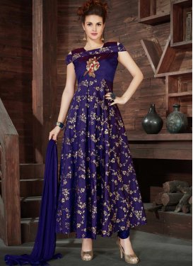 Silk Embroidered Work Readymade Floor Length Gown