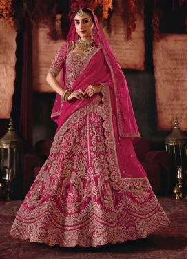 Silk Embroidered Work Readymade Lehenga Choli in Rose Pink