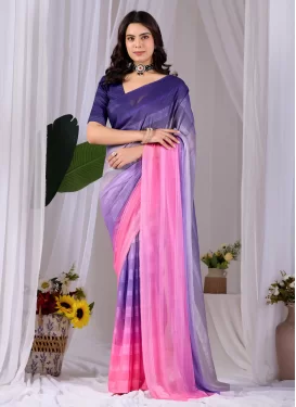 Silk Georgette Classic Saree in Multi Colour with Woven Work for Women