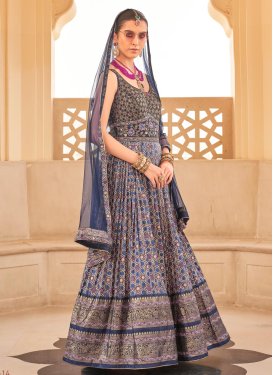 Silk Print Work Readymade Classic Gown
