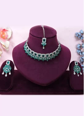 Silver Rodium Polish Necklace Set For Festival