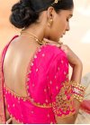 Cream and Rose Pink Embroidered Work Traditional Designer Saree - 1