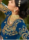Navy Blue and Teal Designer Contemporary Saree For Bridal - 1