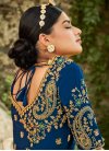 Navy Blue and Teal Designer Contemporary Saree For Bridal - 2