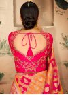 Embroidered Work Banarasi Silk Orange and Rose Pink Designer Contemporary Style Saree - 1