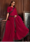 Satin Silk Lace Work Trendy Classic Saree - 1